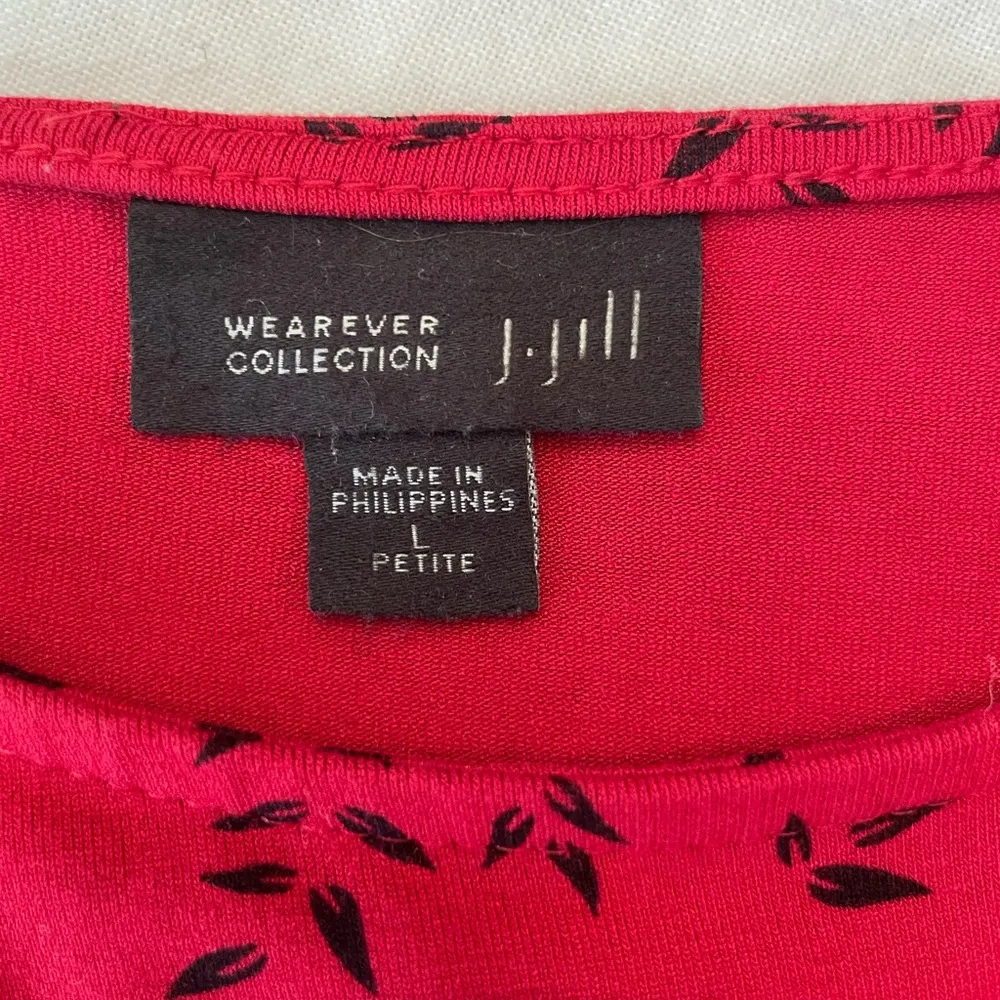 J Jill Wearever Collection Cottagecore Lagenlook Red Comfy Long Sleeve Dress Size LP - Image 5