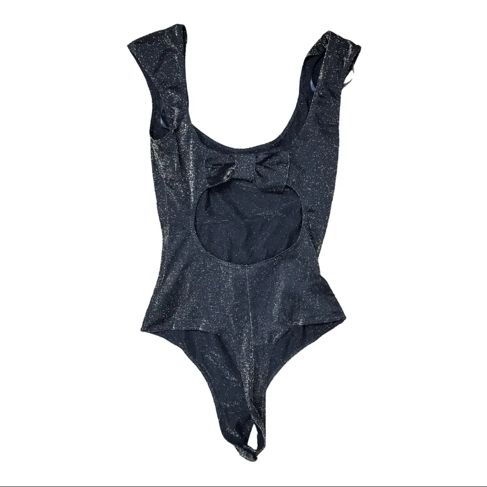 BEBE Black & gold body suit Shimmer Bebe Bow Body Suit XS glitter shimmer - Image 2