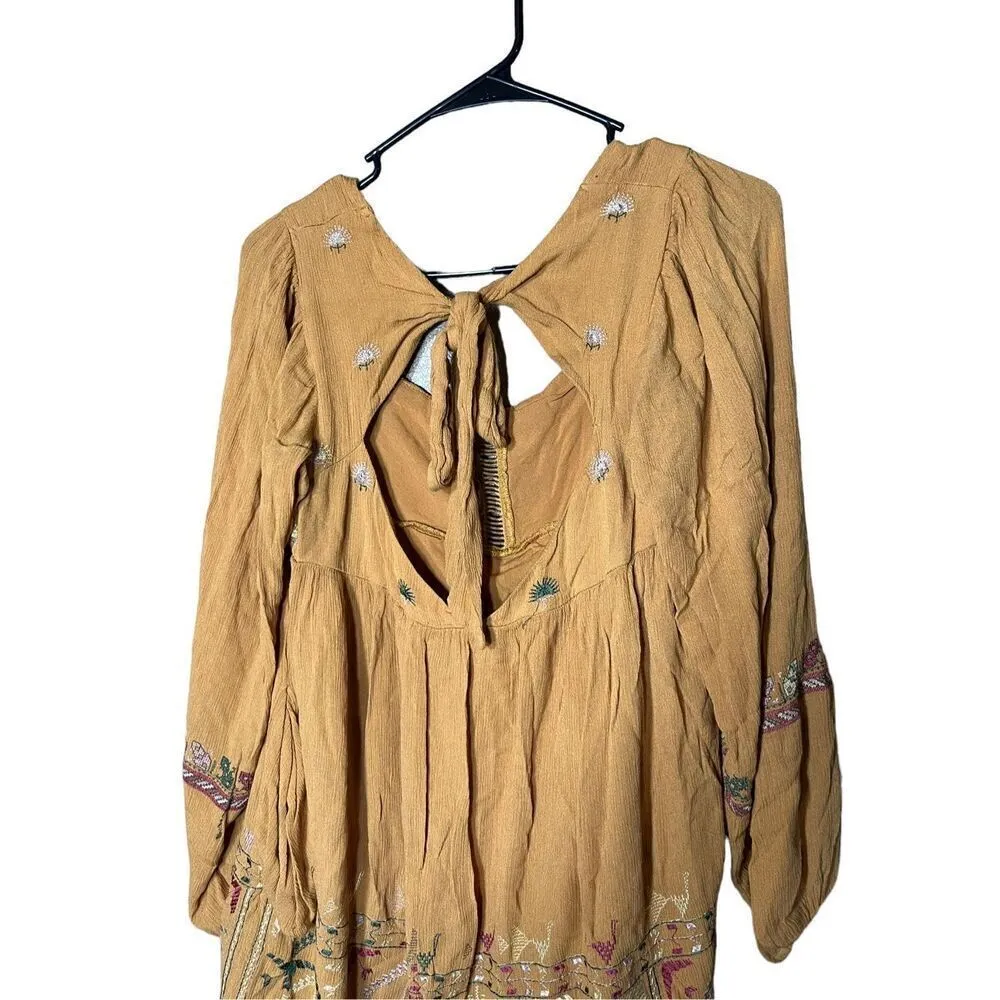 Free People Women’s Rhiannon Orange‎ Embroidered Dress Size XS - Image 7