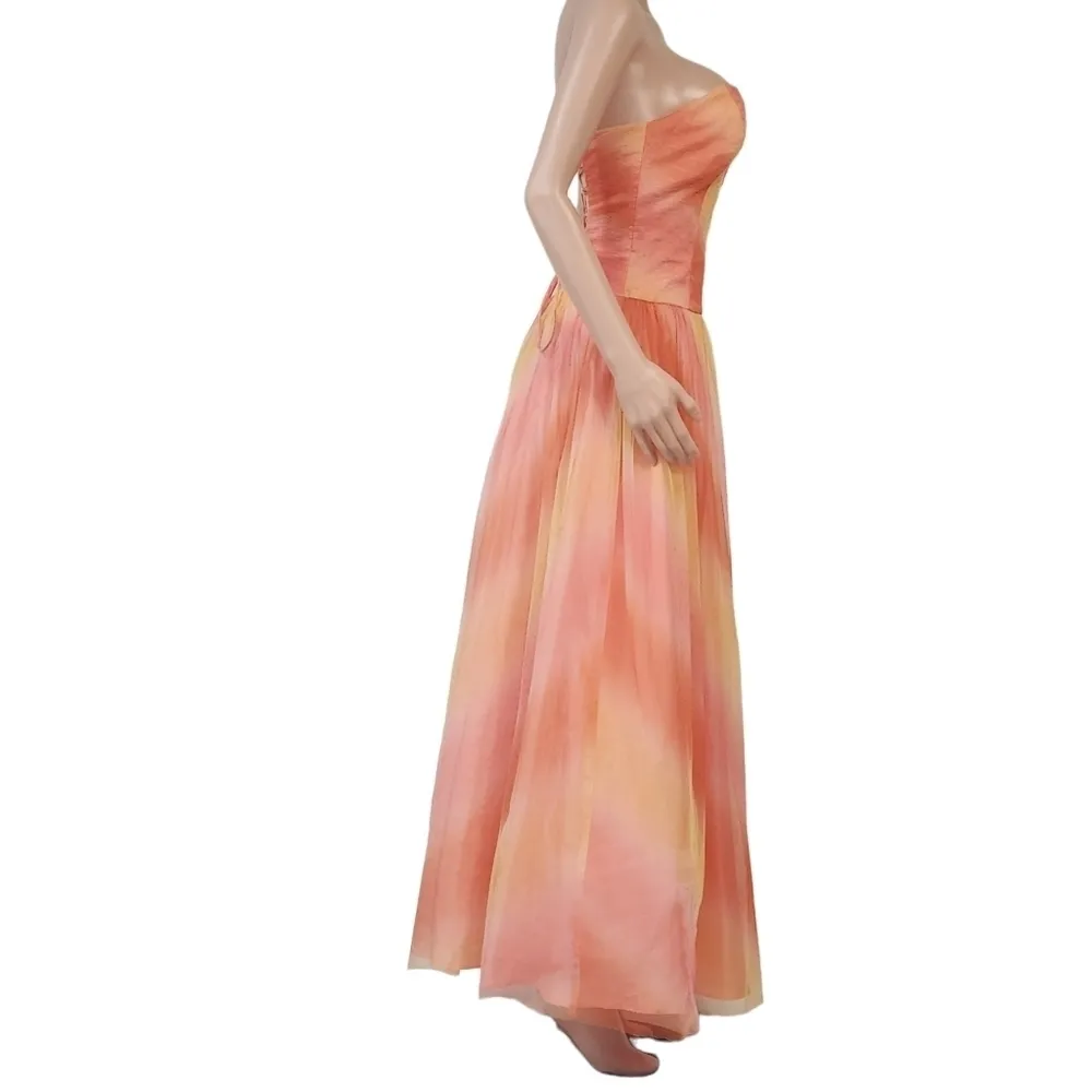 Amazing Sunset Iridescent Mesh Vintage Maxi Summer Evening Party Dress Size 7/8 - Image 12