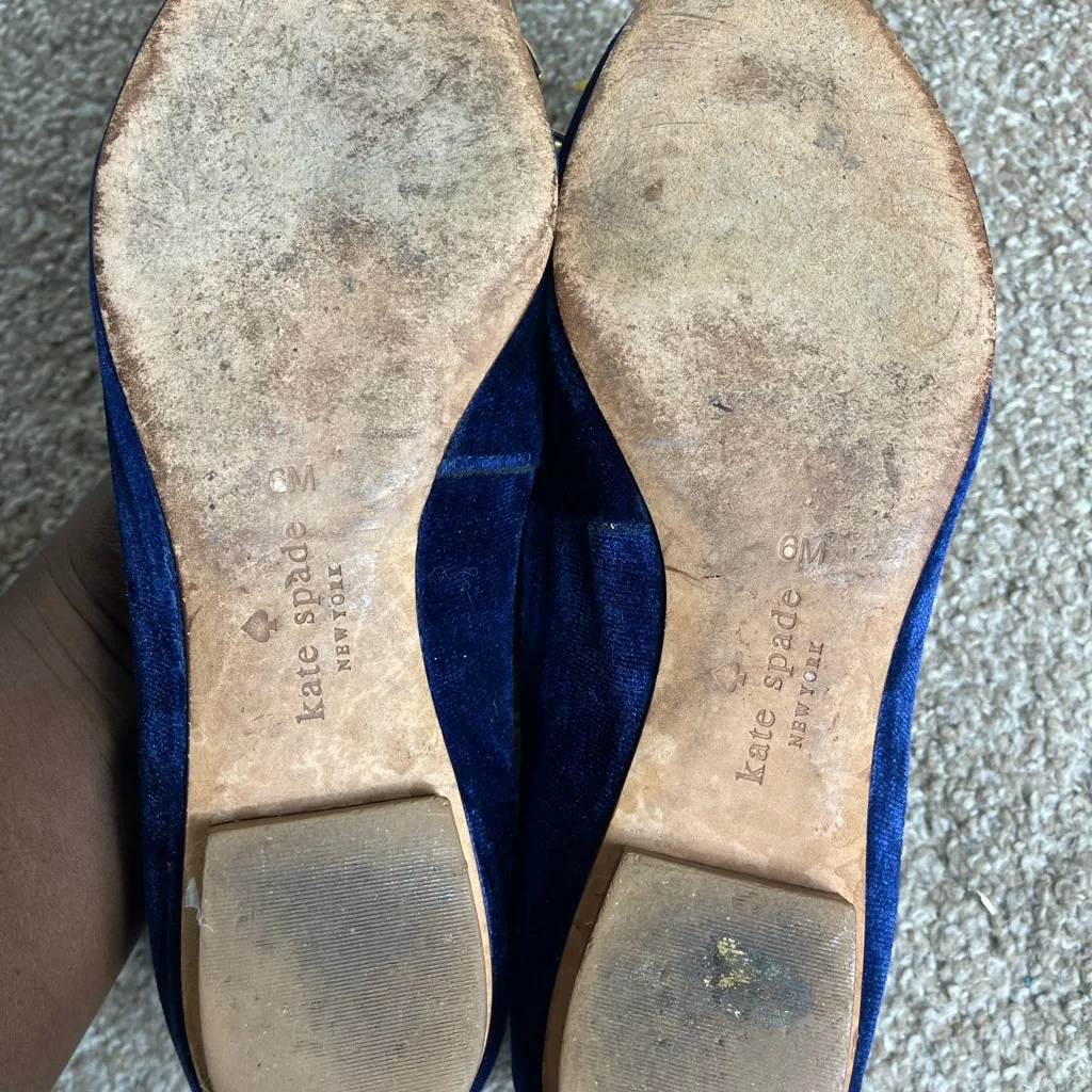 Kate Spade Blue Velvet  Emma Pointed Toe Ballet Flats  size 6 M - Image 6