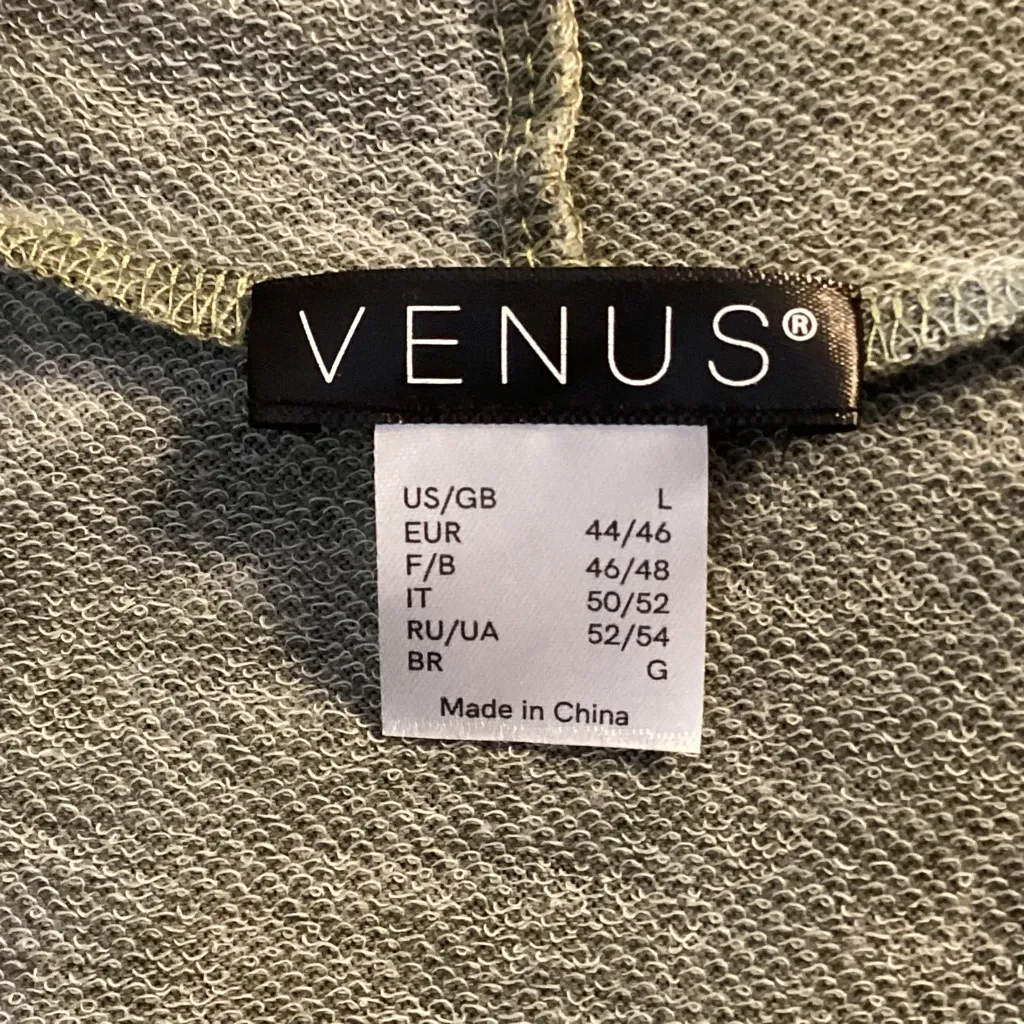 💜NWOT💜 VENUS BOHO SAGE HOODIE W/LACE DETAILED SLIT SLEEVES COTTON BLEND SZ LG - Image 8