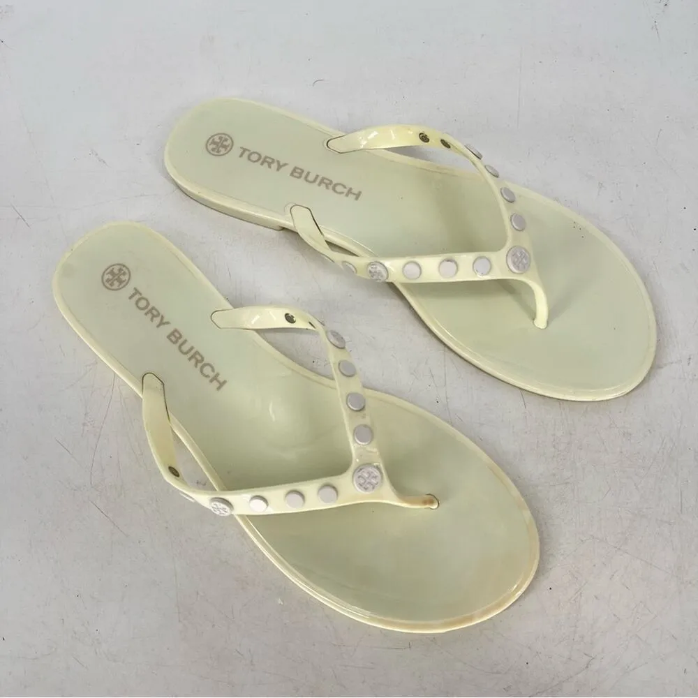 Tory Burch Sandals Women 11 Cream Ivory Studded
Jelly Sandal Slip On Flip Flop - Image 2