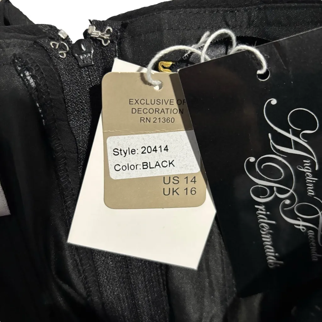 Angelina Faccenda Mori Lee Bridesmaids Lined Floor Length #20414 Black Sz 14 NWT - Image 12