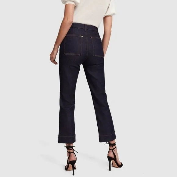 Khaite‎ Raquel Patch Pocket Flare Jeans in Dark Navy Size 31 - Image 4