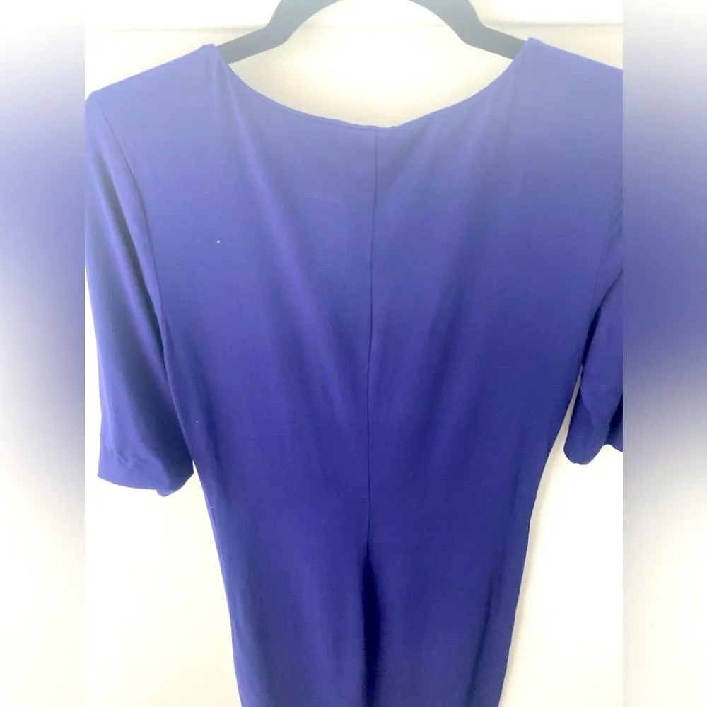 DIANE VON FURSTENBERG Raquel Dress M Tanzanite Blue Sheath Midi Office Cocktail - Image 9