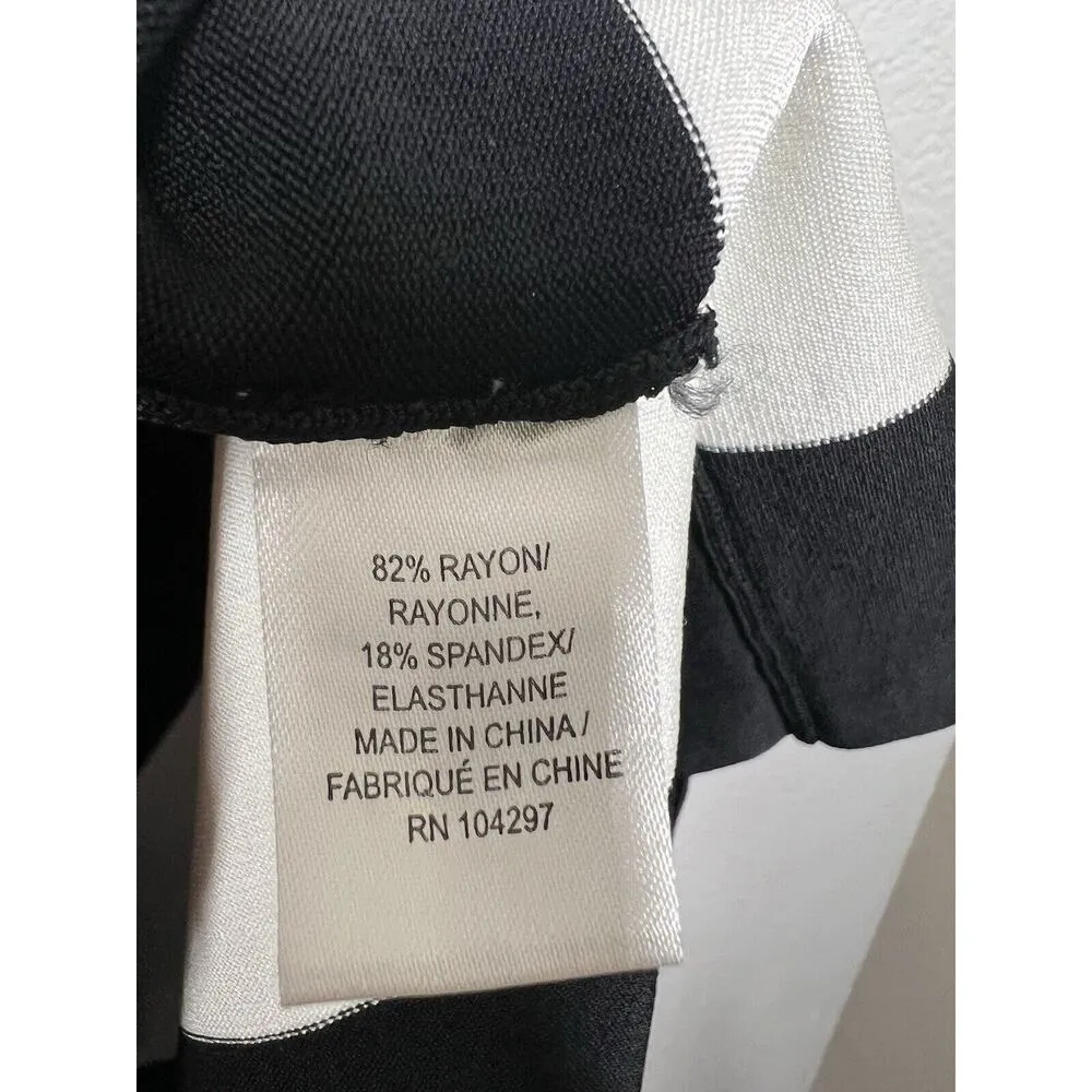 Milly Stretch Knit Fit And Flare Dress Medium Black White Stripes - Image 4