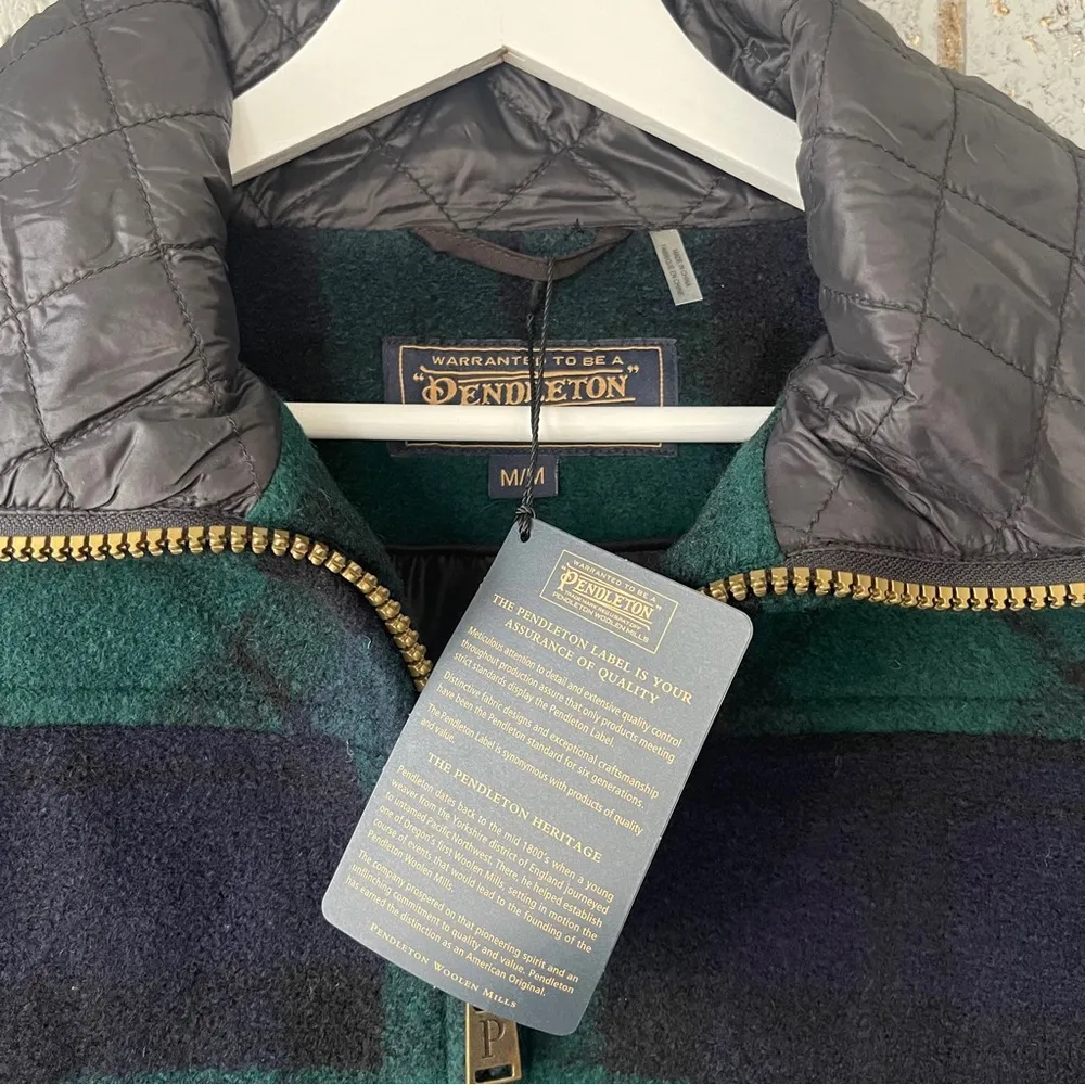 NWT PENDLETON Zip Front Plaid Wool Blend Jacket Coat Blue/Green Black watch $350 - Image 6
