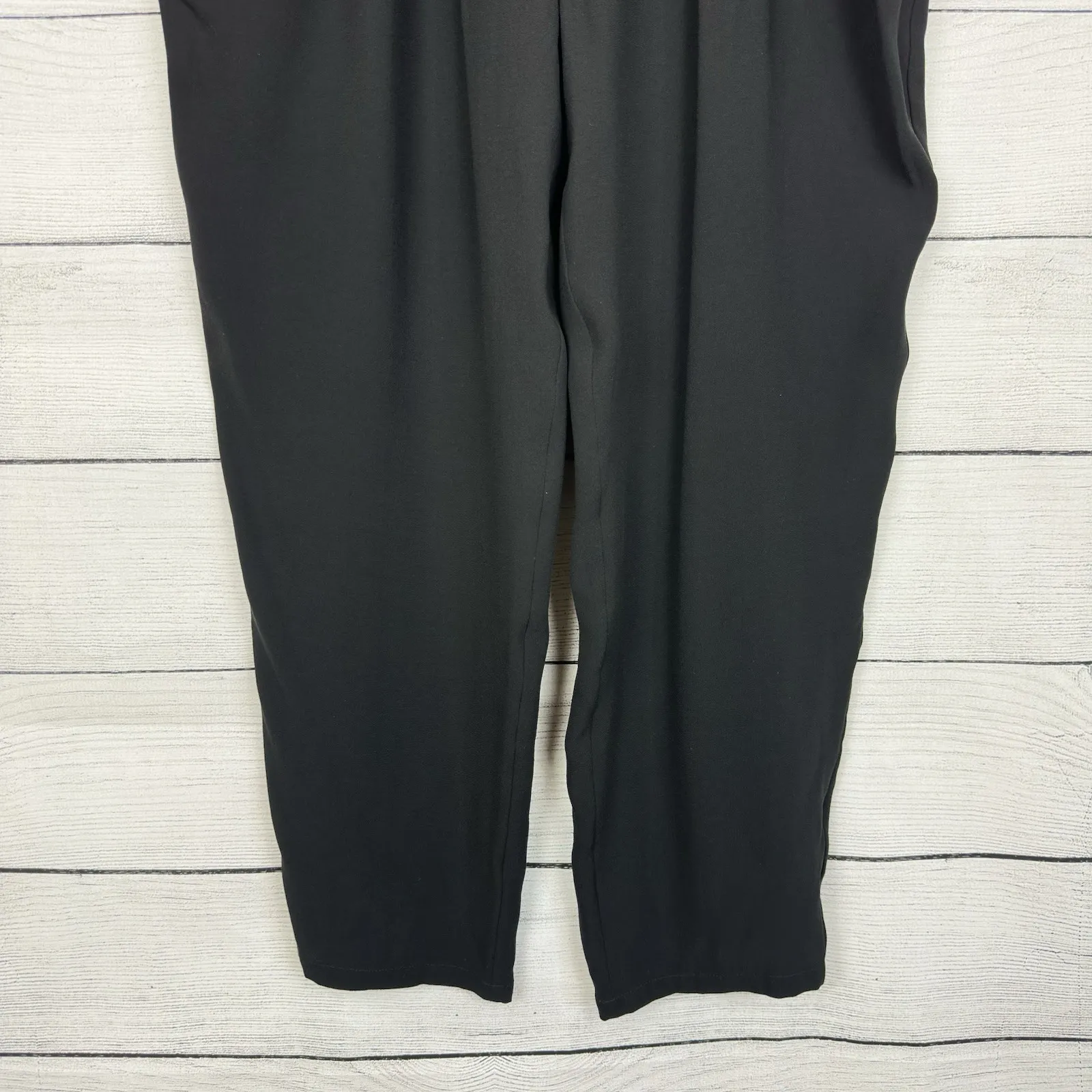 Eileen Fisher Black Silk‎ Taper Georgette Crepe Ankle Pant Size Large Modern NWT - Image 5