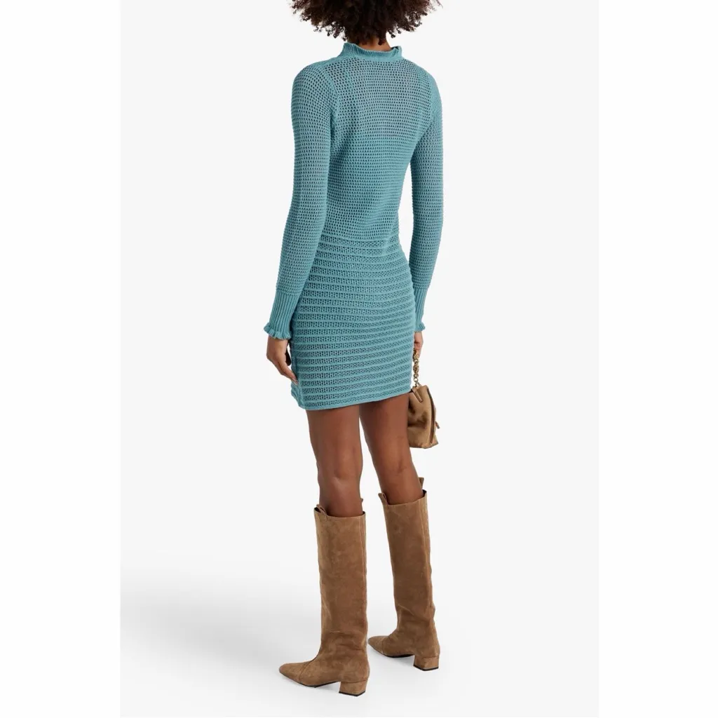 Joie Torrens Open-knit Cotton Mini Dress Adriatic Blue Small NWT - Image 5