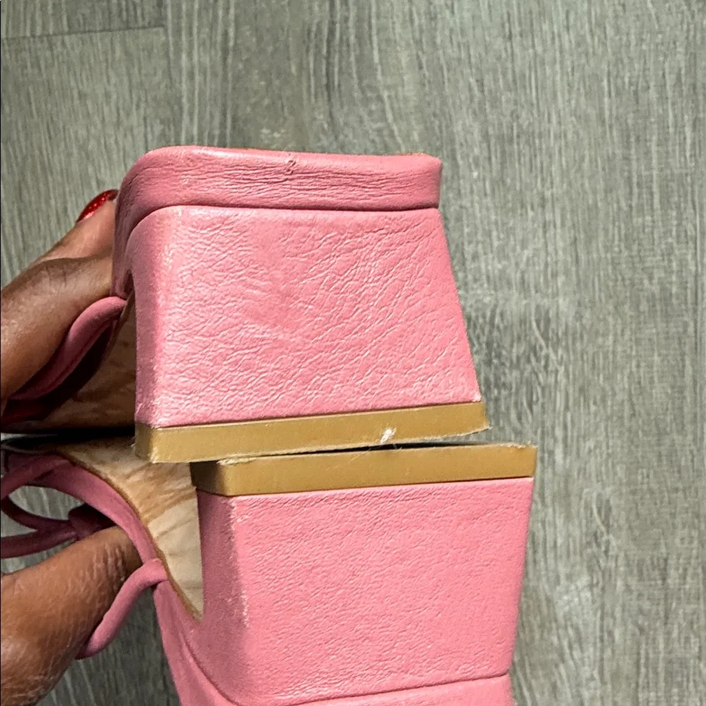 Anthropologie Ángel Alarcón strappy slingback heeled pink sandals - Image 6