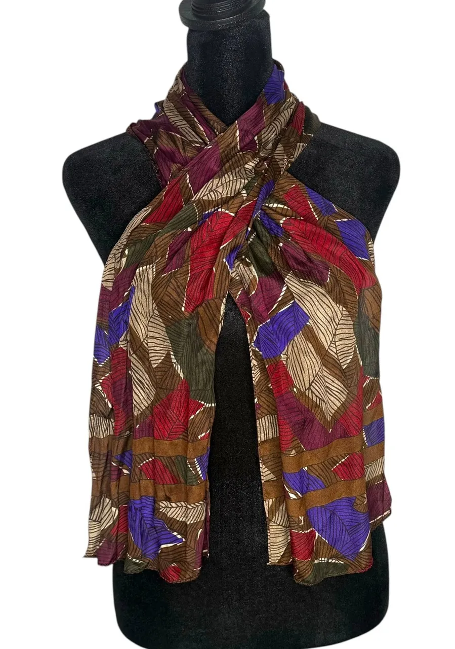 Vintage Liz Claiborne Scarf 100% Silk Made in‎ Japan BOHO Wrap Ethnic Statement - Image 1
