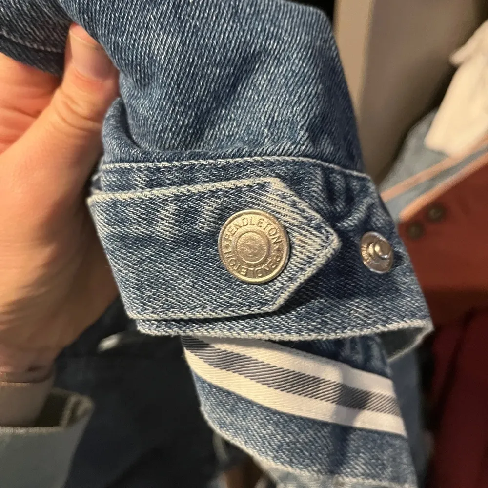 90s Pendleton South Western Country Denim Vest Sz Small - Image 5