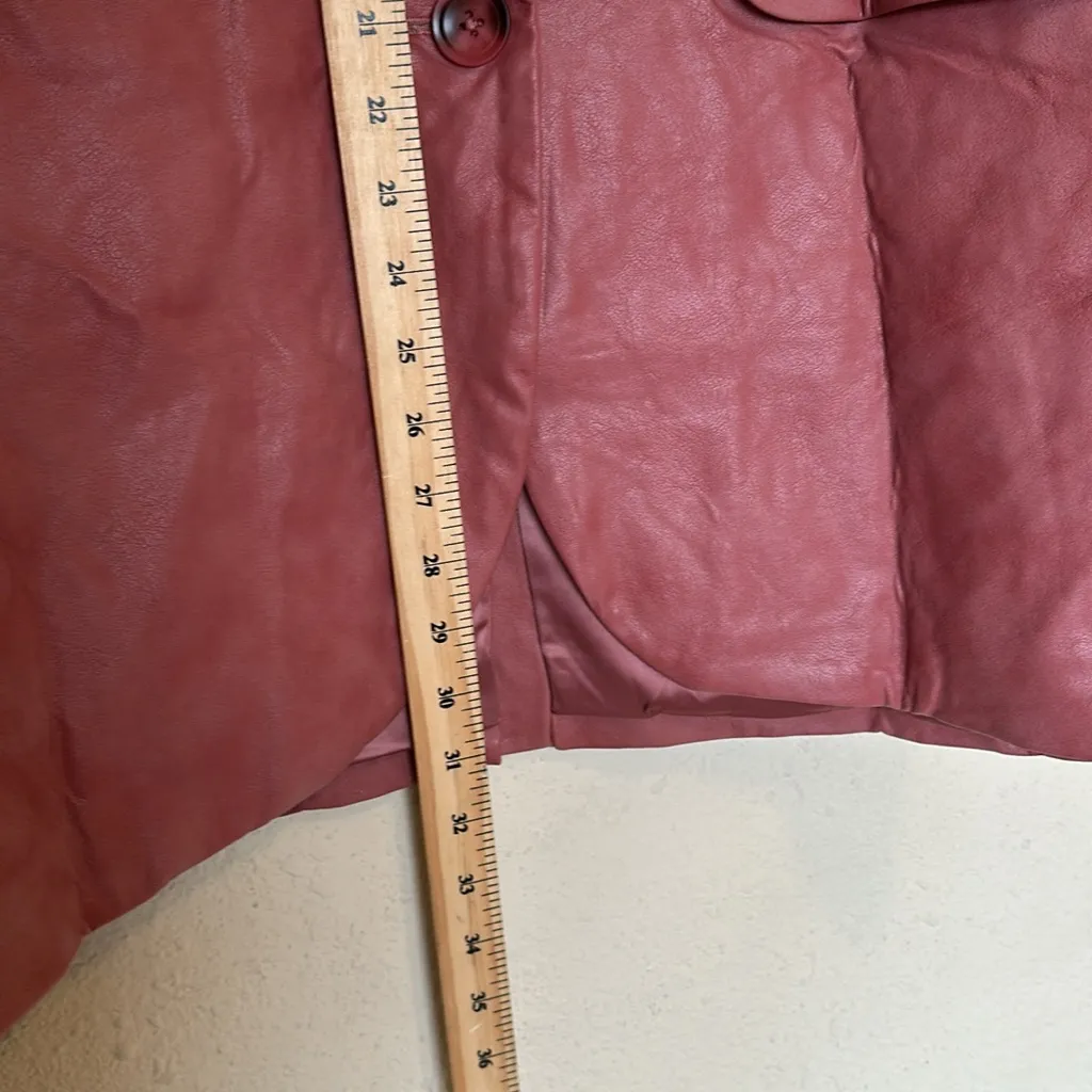 HOUSE OF CB 'Kiera' Warm Pink Vegan Leather Oversized Blazer NWOT size‎ M - Image 9