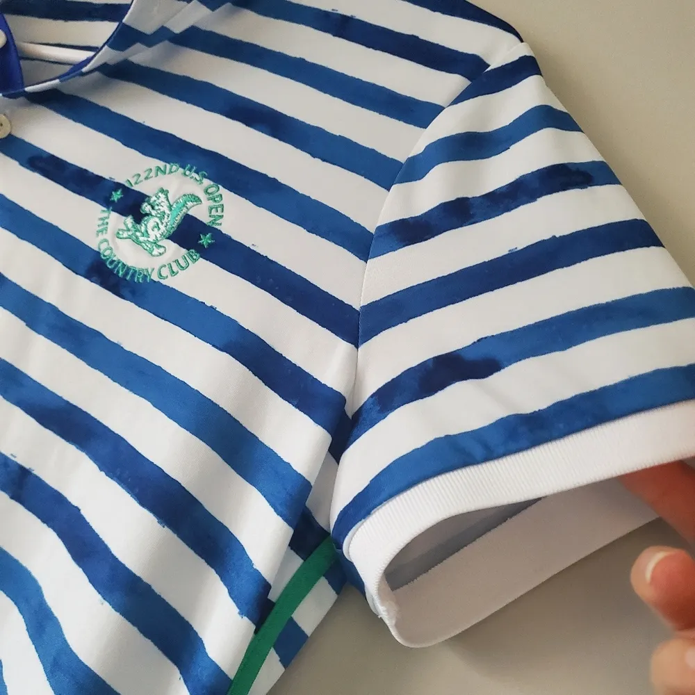 Polo Golf Ralph Lauren Performance Blue Art Stripe Polo with 122 US Open Logo Size undefined - Image 4