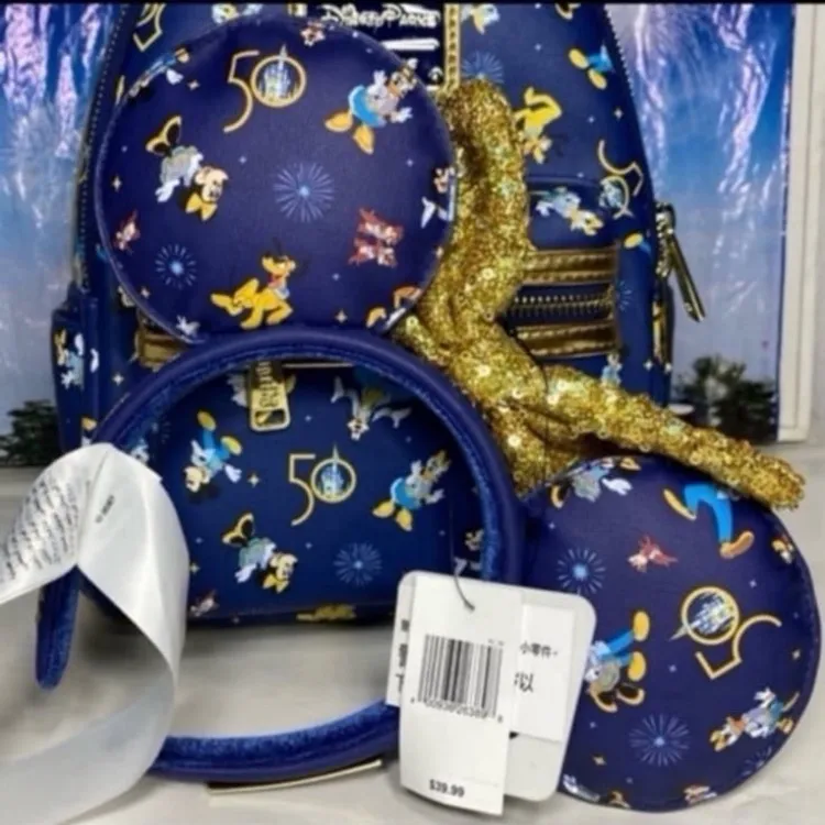 Disney parks 50th anniversary Mickey and friends Loungefly backpack and ears SET - Image 2