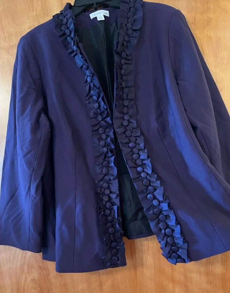 Coldwater Creek Feminine Trimmed Knit Jacket Blazer Purple NWT Career Size 18W - Image 9