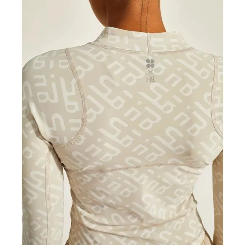 Halle Berry X Sweaty Betty | S | Sofia Training Rashguard Geo Print Activewear White - Image 2