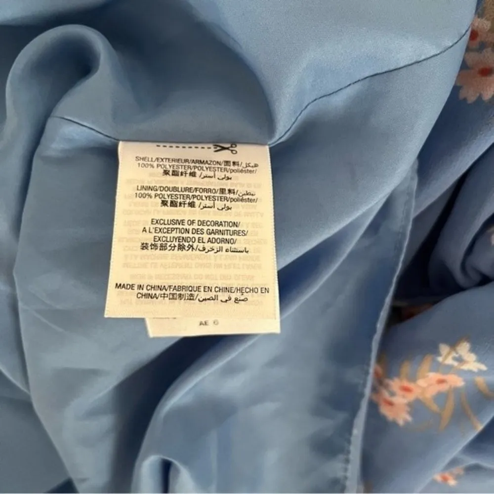 JUICY COUTURE Black Label Bouquet Floral Flirty Dress Blue Faux Wrap Size 6 NEW - Image 8