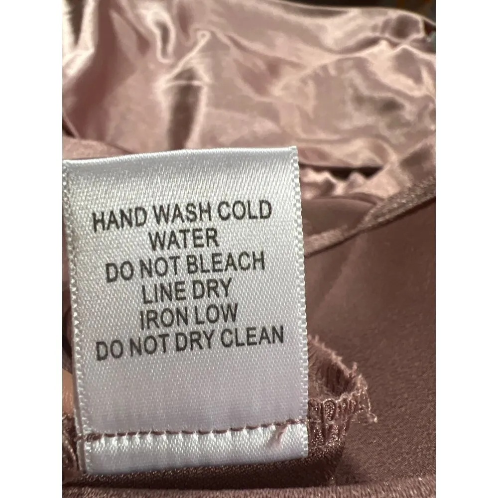 Favlux Satin Cowl Neck Ruffle Hem Mini Cocktail Dress Rusty Rose Size Large NWT - Image 3