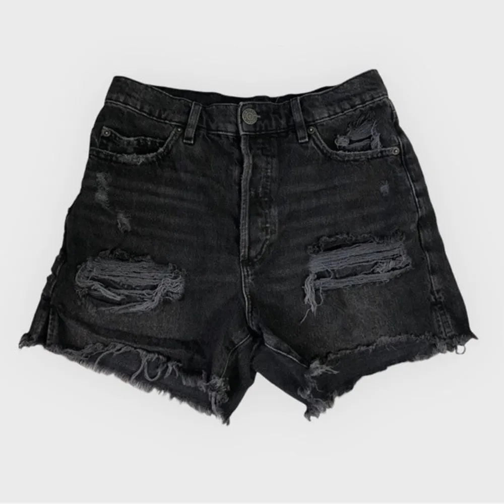Garage Black Vintage Cut-Off High Rise Destructed Denim Shorts - Image 47
