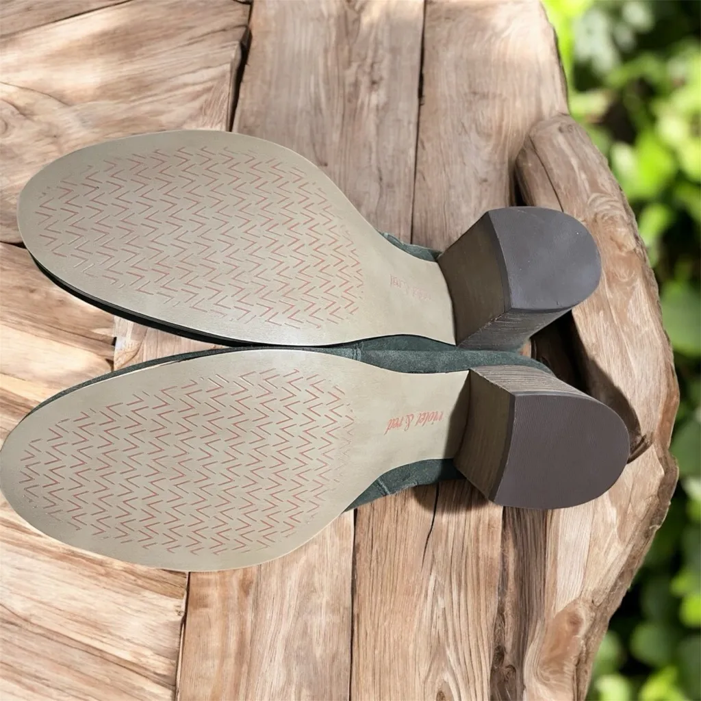 Violet & Red Jenna Bootie Heeled Ankle Boots Suede Leather Upper Olive Green 7.5 - Image 4