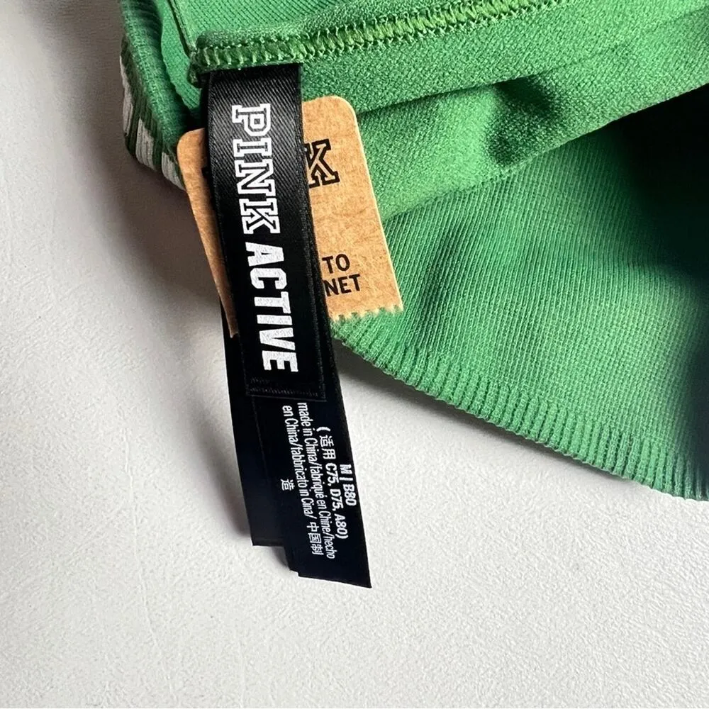 Victoria's Secret PINK Women's Active Logo Adjustable Strap Sporty Bra Sz M Green Size M - Image 4