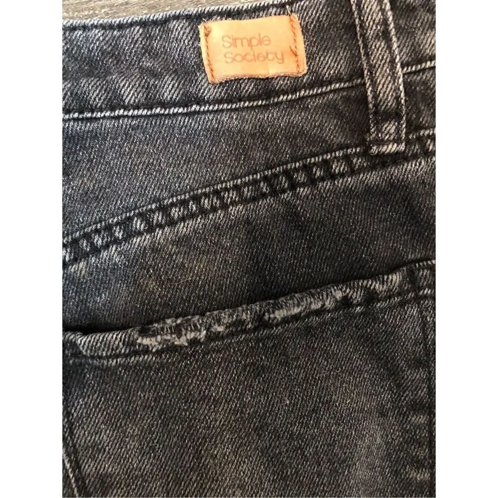 Simple Society black distressed ripped high rise straight leg jeans - Image 7