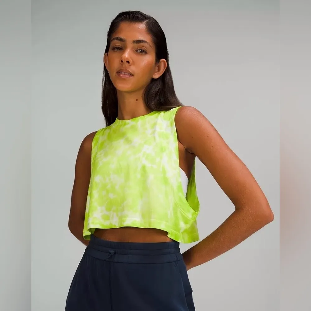 Lululemon All Yours Crop Tank Marmoleado Tie Dye Eccentric Lime - Image 4