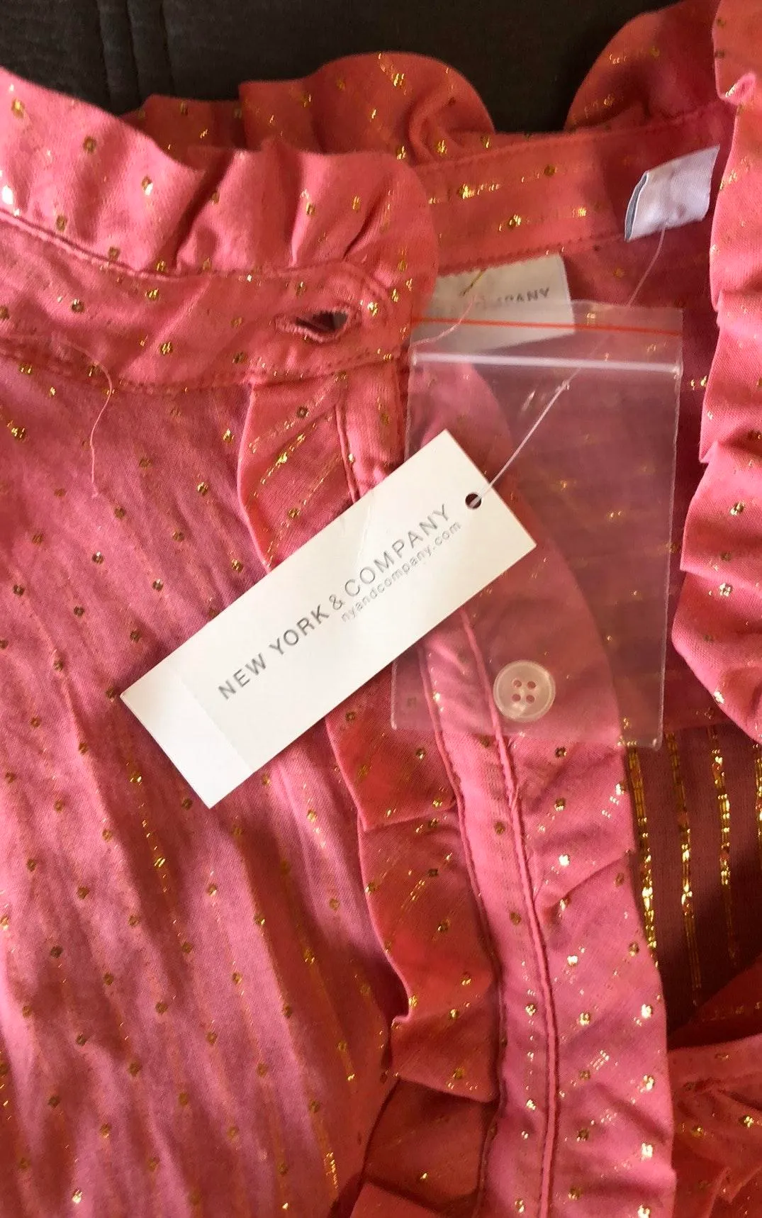 NEW YORK & COMPANY Pink & Gold Tank Top Size L NWT - Image 6