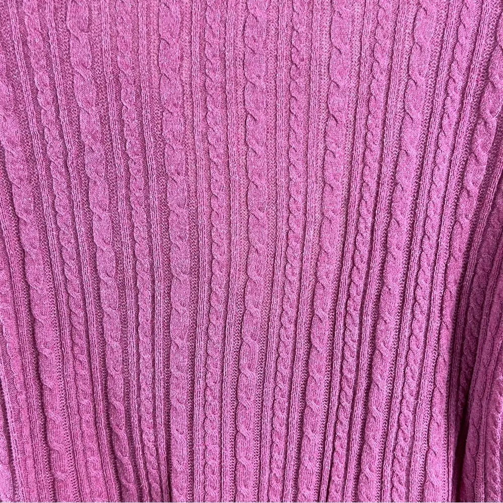 Sonoma Medium Vintage Grandma Cardigan Cotton Ribbed Cable Knit Pink Grannycore - Image 3