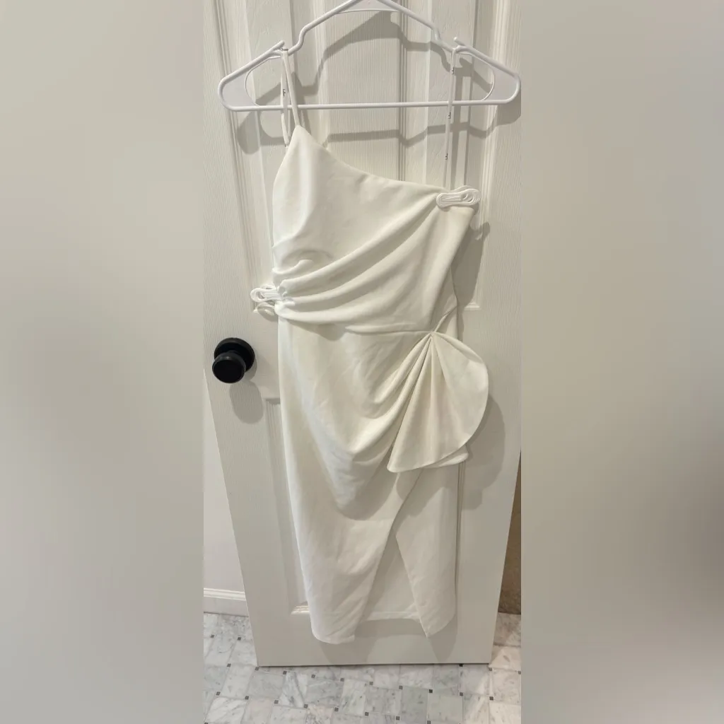 Lulu's One Shoulder White Midi Dress Size L - Image 5