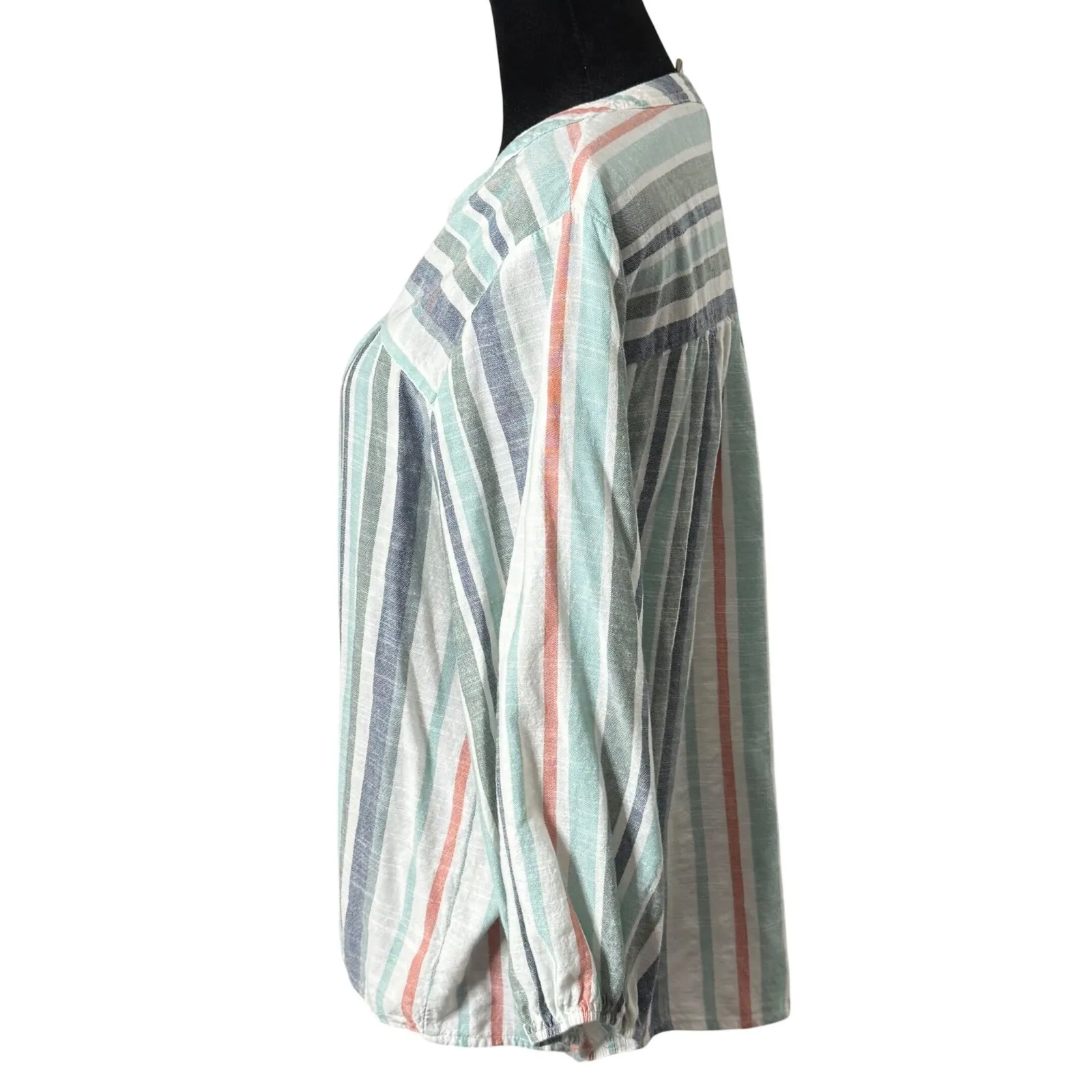 Knox Rose BOHO Faded Striped Blouse Size M Peasant Tunic Top Bishop Beach - Image 5