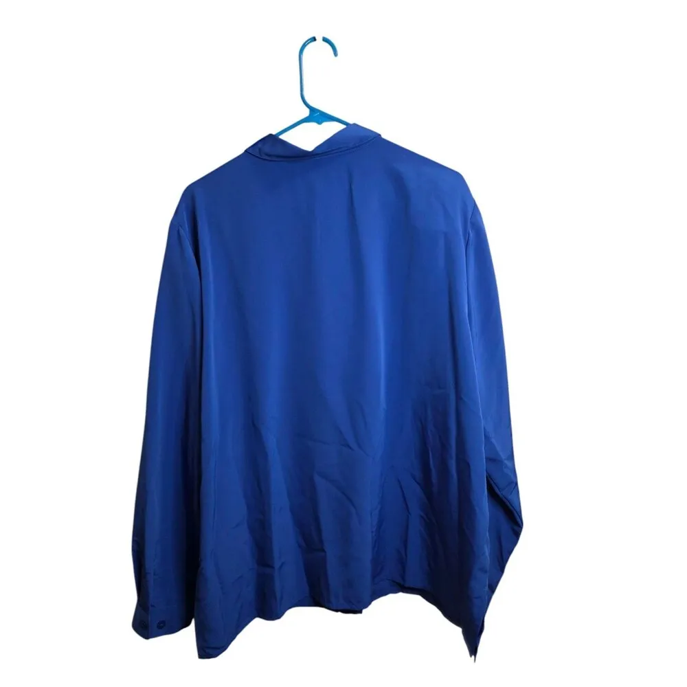 Blair Snowflake Embroidered Satin Button Front Blouse 2XL - Image 4