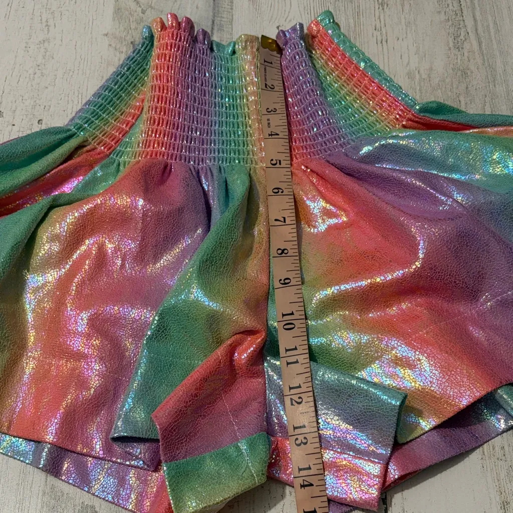 QUEEN OF SPARKLES Rainbow Shimmer Shorts/Skirt Size XS Pink - Image 7