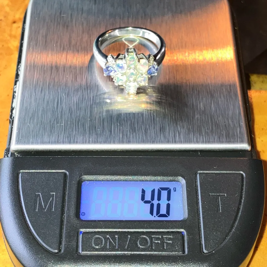 Natural Ethiopian Opal Tanzanite Sterling Silver Ring Size 6 - Image 10