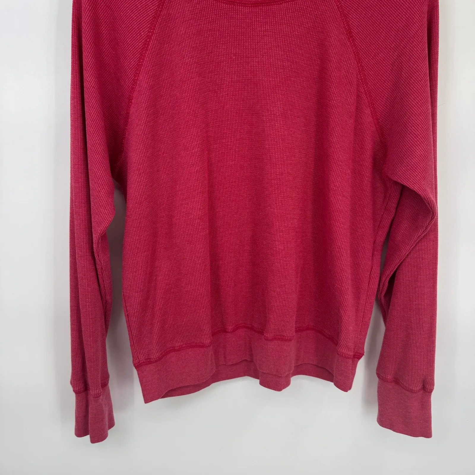 SUNDRY FOR EVEREVE Pink Waffle Knit Long Sleeve Sweatshirt Top Womens 1 Small - Image 3