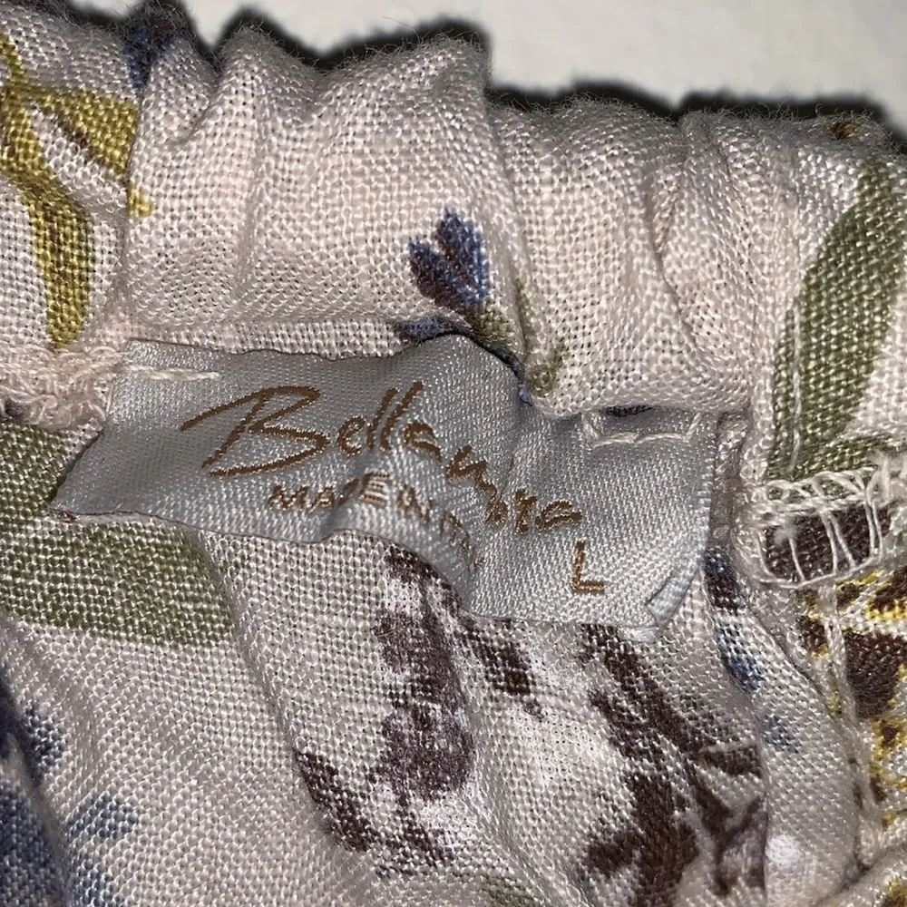 Bellambia made in Italy 100% linen woman flowy halter shirt size LARGE Tan - Image 5