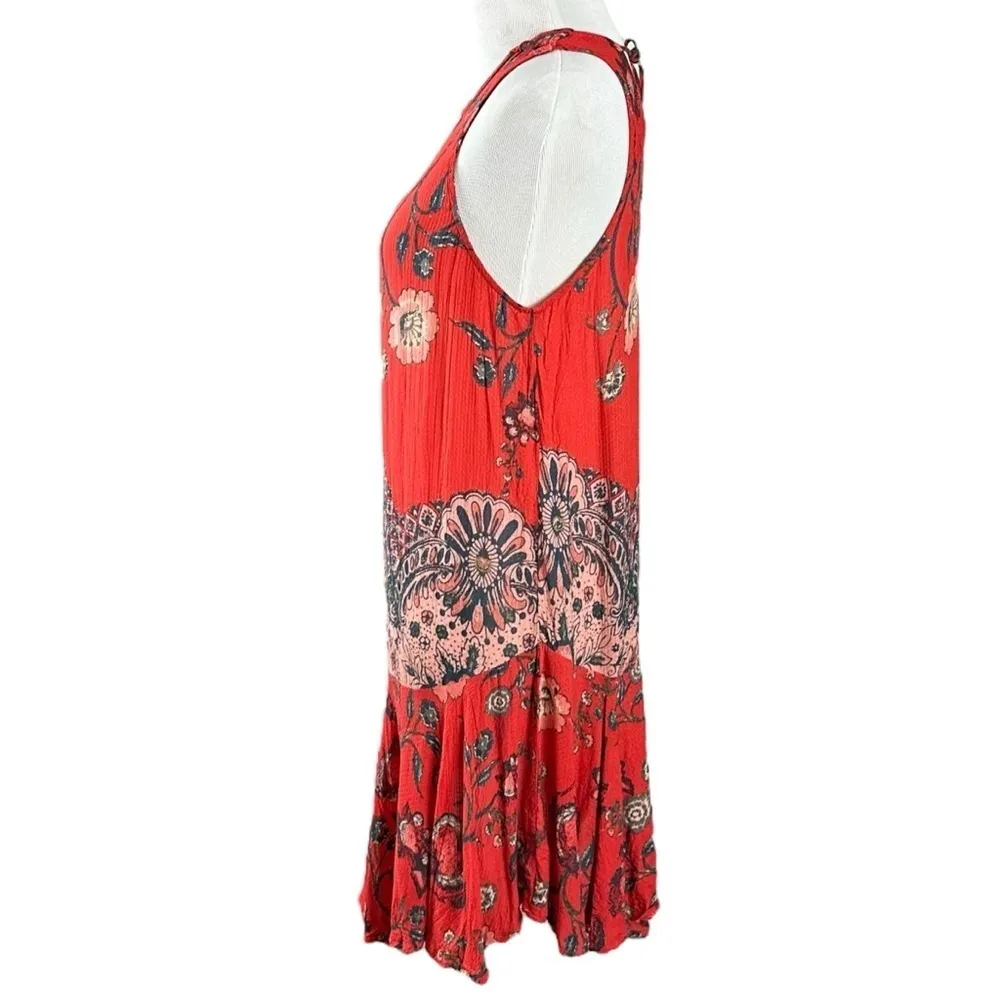 Free People Slip Dress Vintage Red XS Bohemian Festival Hippie Fall Gypsy Retro - Image 9