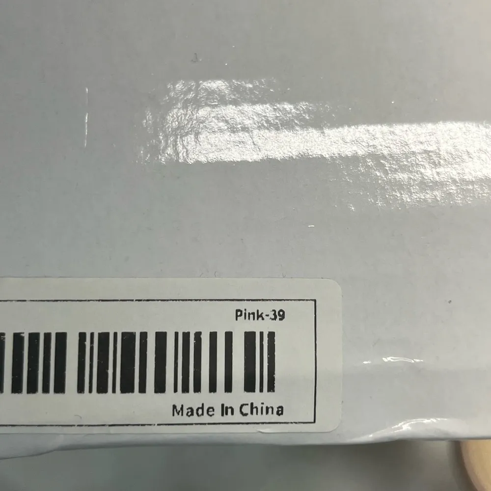 PINK FEATHERED HEELS 7.5-8 39 PINK WITH BEIGE SHOE & TRANSPARENT HEEL NEW IN BOX - Image 14