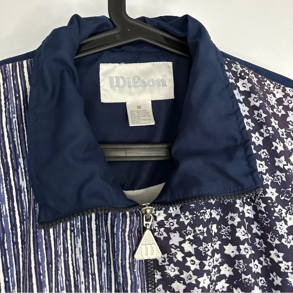 Vintage Wilson Floral and Stripes Windbreaker • Sz M Blue Size M - Image 7
