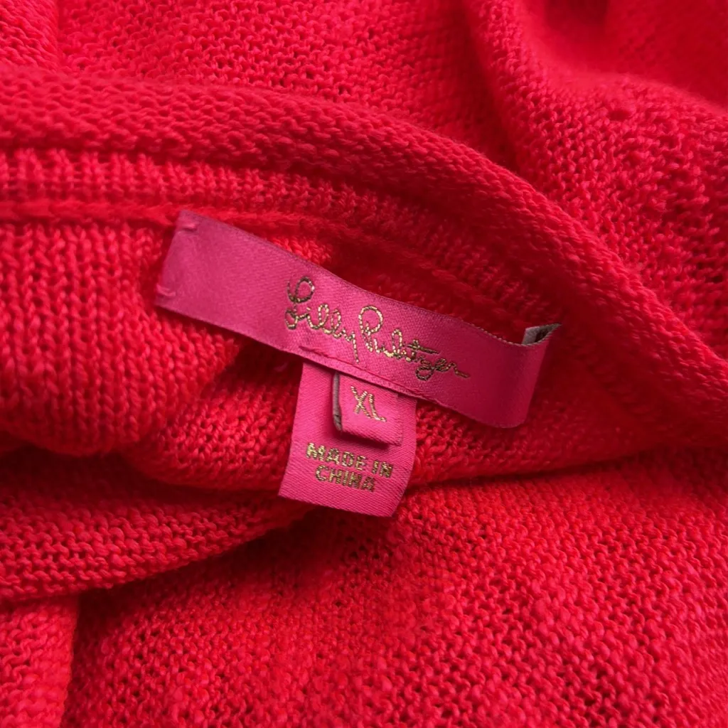 Lilly Pulitzer Jody v neck Sweater in spicy coral colorway size XL - Image 3