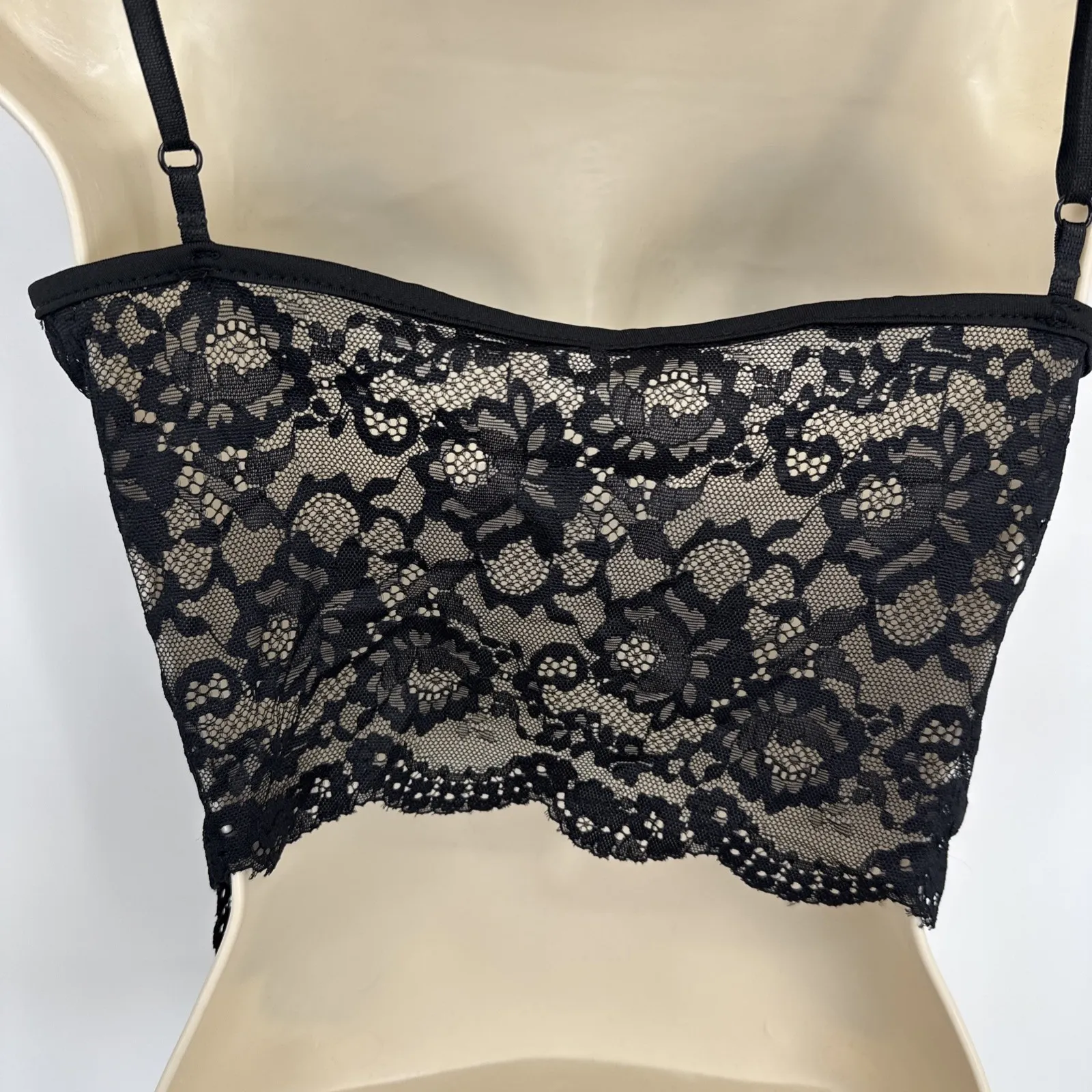 Gothic Butterfly Bralette Womens Large Black Whimsigoth Witchy Lace Side Boning - Image 5