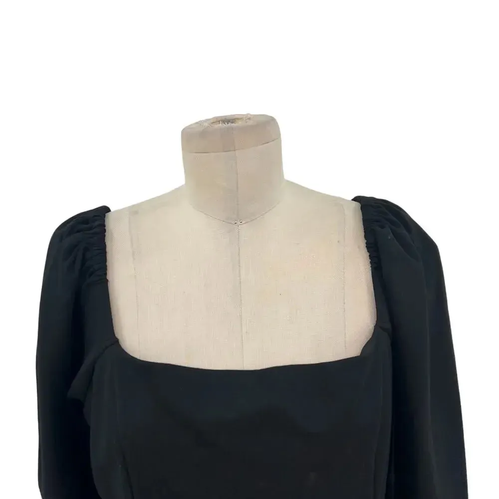 Boden Square‎ Neck Mini Jersey Dress Black Long Sleeve Size 12L Tall - Image 4
