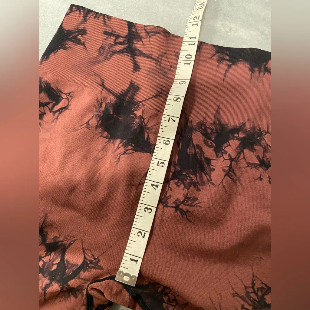 Black Brown Tie Dye Size L High Waist Body Sculpting Butt Lift Gym Leggings Size L - Image 7