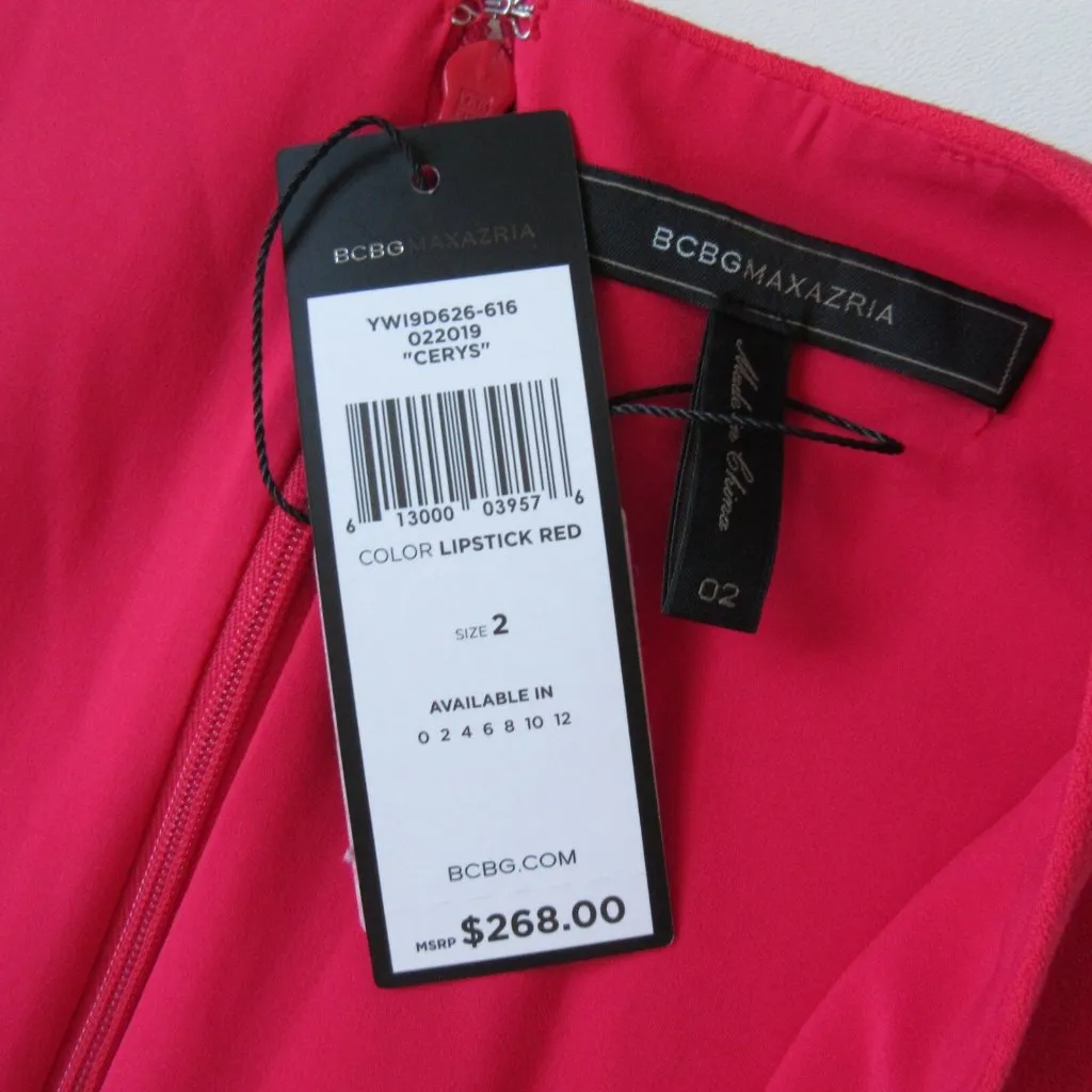 NWT BCBG MaxAzria Cerys in Lipstick Red Crepe Slim Leg Peplum Jumpsuit 2 x 30 ½ - Image 7