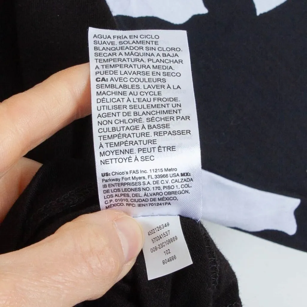 Chicos Womens Floral Puff Sleeve Top Size 00 XS Black Minimalist Office Staple‎ - Image 5