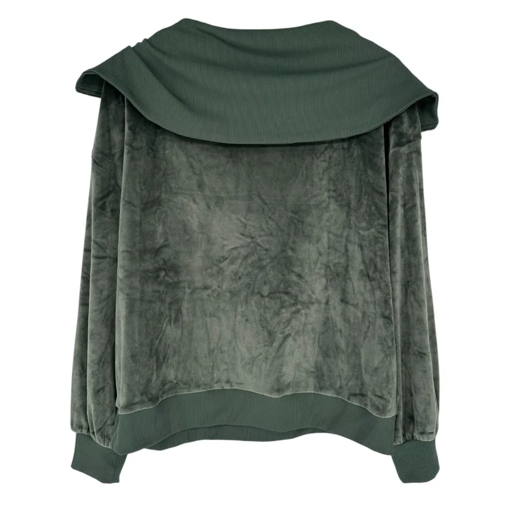 Summersalt The Plush Velour Half-Zip Pullover in Olive size Medium Long Sleeves - Image 9