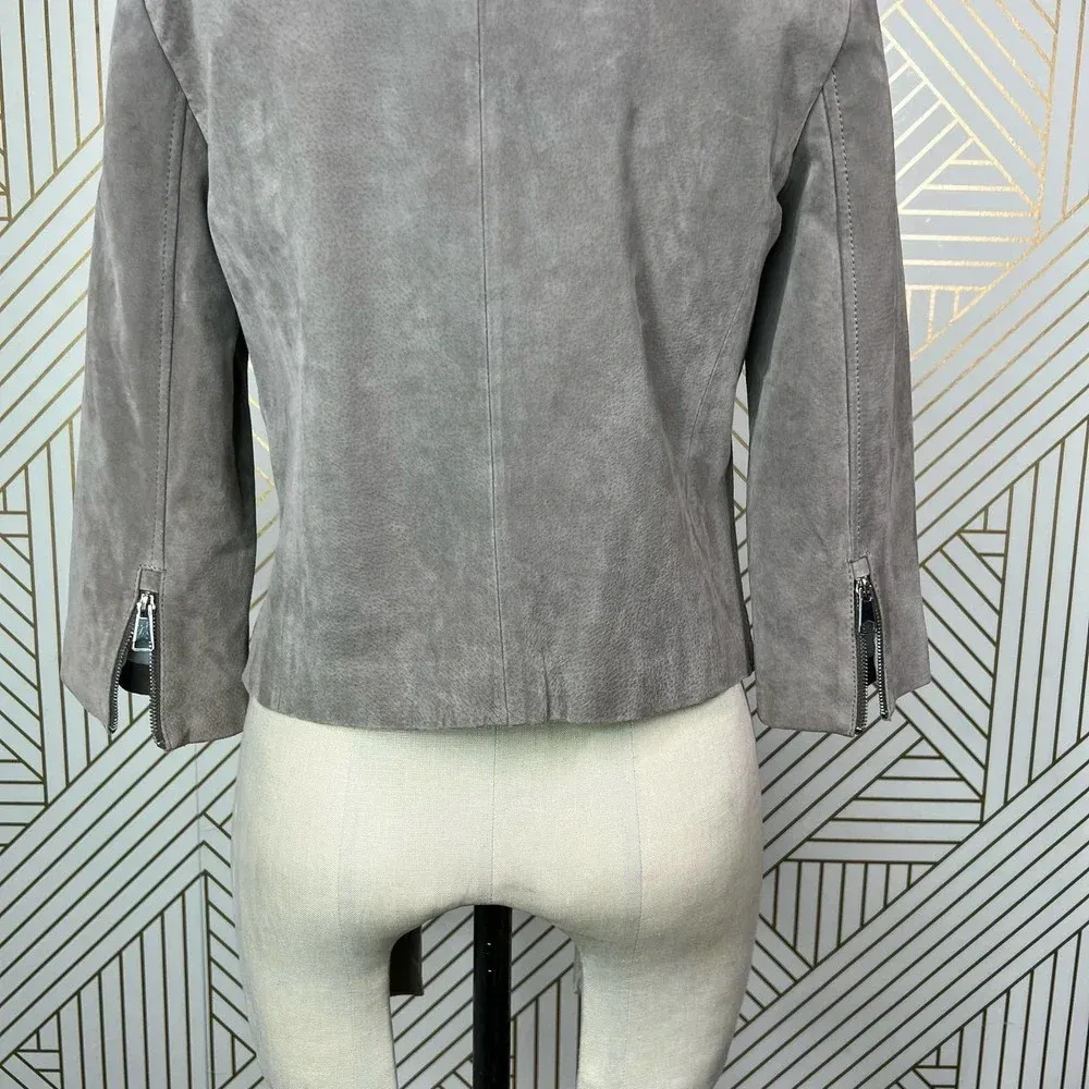 Soia + Kyo Collarless Zip Front‎ Suede Jacket Tan Brown Size US Small - Image 10