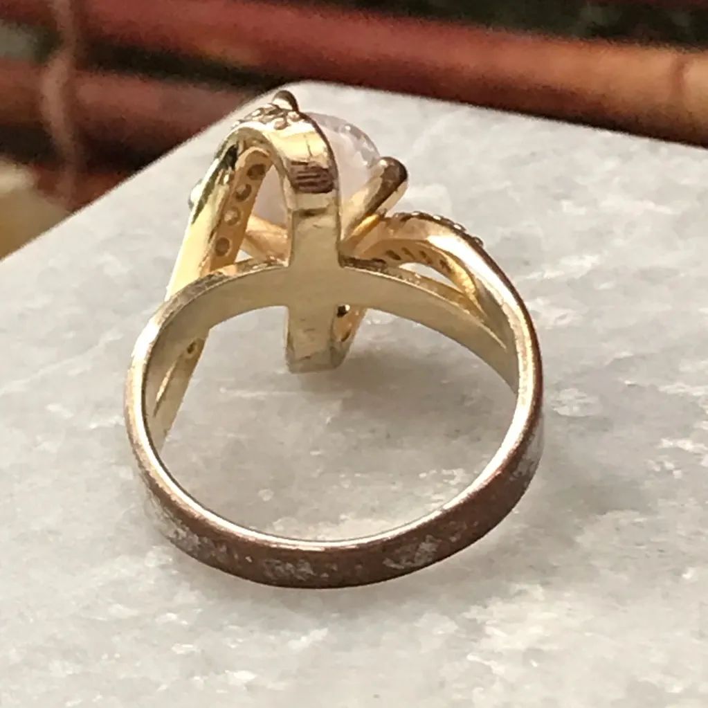 Brilliant Solitaire Faux Diamond Ring Size 7 Gold - Image 7